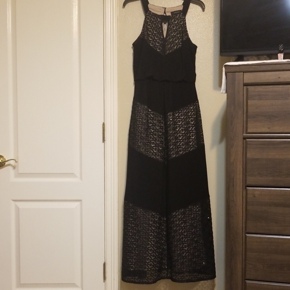 Black /nude maxi elegant halter dress